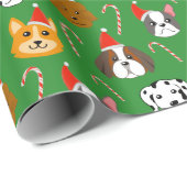 かわいいクリスマスパターン（の模様が）ある犬 ラッピングペーパー (ロールコーナー)