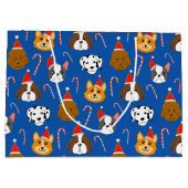 かわいいクリスマスパターン（の模様が）ある犬 ラージペーパーバッグ (裏面)