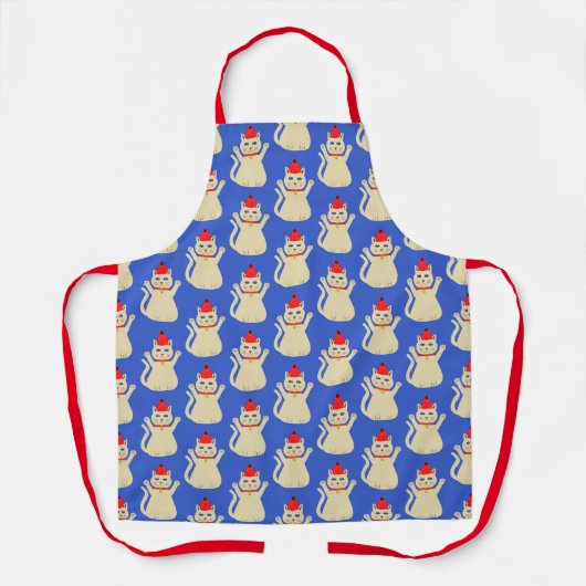 かわいいクリスマスパターン(の模様が)ある猫 エプロン (正面)