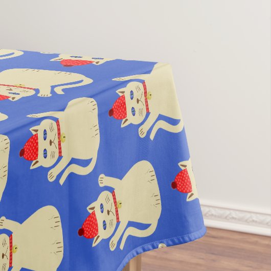 かわいいクリスマスパターン(の模様が)ある猫 テーブルクロス (インサイチュ)