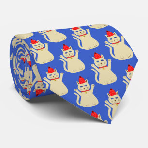 かわいいクリスマスパターン(の模様が)ある猫 ネクタイ