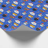 かわいいクリスマスパターン（の模様が）ある猫 ラッピングペーパー (角)