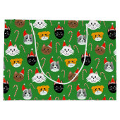 かわいいクリスマスパターン（の模様が）ある猫 ラージペーパーバッグ (裏面)