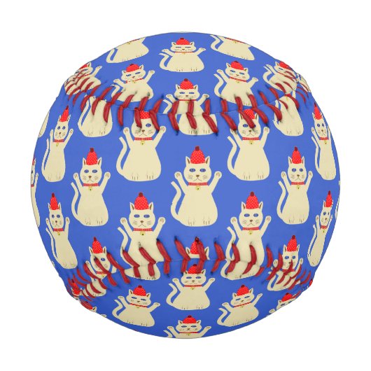 かわいいクリスマスパターン(の模様が)ある猫 野球ボール (正面)