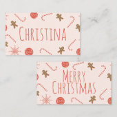 かわいいクリスマスパターン プレイスカード (正面/裏面)