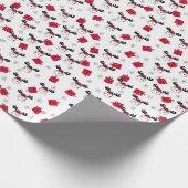 かわいいクリスマスパターン 鹿、プレゼント、雪の結晶 ラッピングペーパー (角)