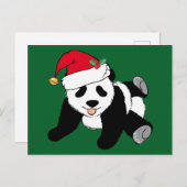 かわいいクリスマスパンダベアーサンタハットグリーン ポストカード (正面/裏面)