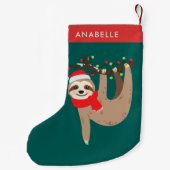 かわいいクリスマスパーソナライズされたナマケモノ スモールクリスマスストッキング (裏面)