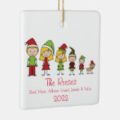 かわいいクリスマスパーソナライズされた家族 セラミックオーナメント (右)