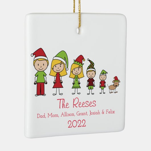 かわいいクリスマスパーソナライズされた家族 セラミックオーナメント (右)