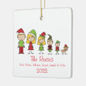 かわいいクリスマスパーソナライズされた家族 セラミックオーナメント (左)