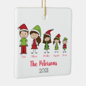 かわいいクリスマスパーソナライズされた家族 セラミックオーナメント (右)