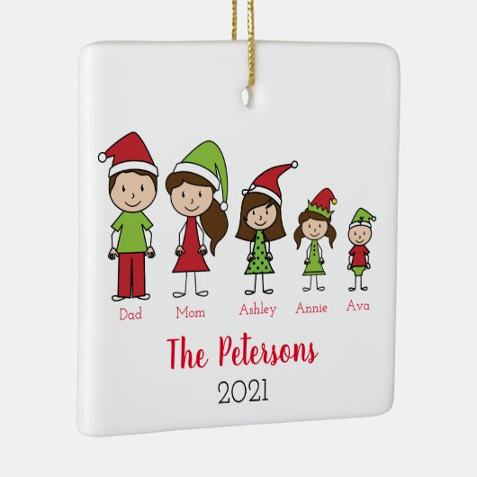 かわいいクリスマスパーソナライズされた家族 セラミックオーナメント (右)