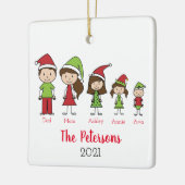 かわいいクリスマスパーソナライズされた家族 セラミックオーナメント (左)