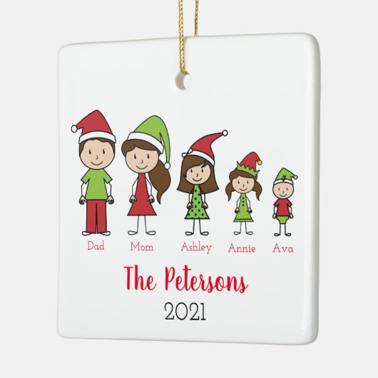 かわいいクリスマスパーソナライズされた家族 セラミックオーナメント (左)