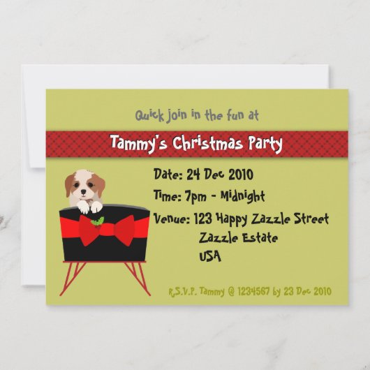 かわいいクリスマスパーティの招待状カード(子犬) 招待状 (裏面)