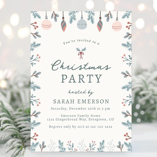 かわいいクリスマスパーティの招待状 招待状