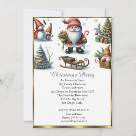 かわいいクリスマスパーティーサンタホワイトスノー 招待状