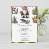 かわいいクリスマスパーティーサンタホワイトスノー 招待状 (スタンド正面)