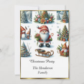 かわいいクリスマスパーティーサンタホワイトスノー 招待状 (裏面)