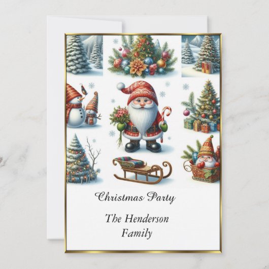 かわいいクリスマスパーティーサンタホワイトスノー 招待状 (裏面)
