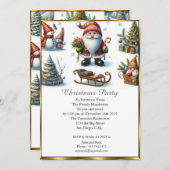 かわいいクリスマスパーティーサンタホワイトスノー 招待状 (正面/裏面)