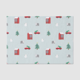 かわいいクリスマスビレッジパターン 薄葉紙