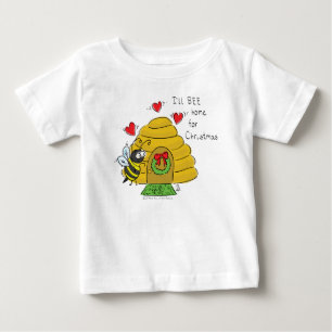 かわいいクリスマスビーおもしろいの祝日漫画 ベビーTシャツ