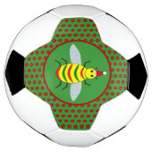 かわいいクリスマスビーとポインセチアの花 サッカーボール (回転)