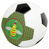かわいいクリスマスビーとポインセチアの花 サッカーボール (3/4)