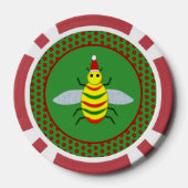 かわいいクリスマスビーとポインセチアの花 ポーカーチップ (裏面)