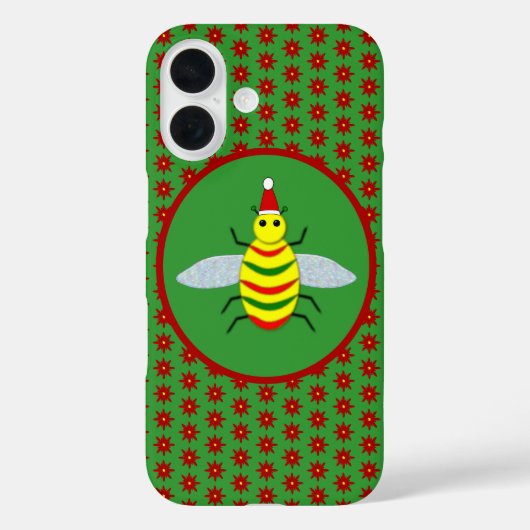 かわいいクリスマスビーとポインセチアの花 Case-Mate iPhoneケース (裏面)