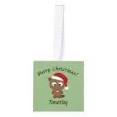 かわいいクリスマスビーバー キューブオーナメント (正面)