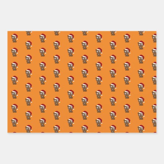 かわいいクリスマスビーバー ラッピングペーパーシート (正面)