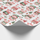 かわいいクリスマスピギーホワイトクリスマス ラッピングペーパー (角)