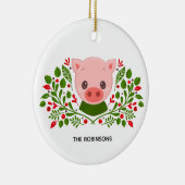 かわいいクリスマスピグの写真 セラミックオーナメント (右)