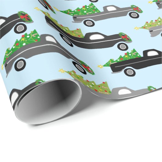 かわいいクリスマスピックアップトラックツリーレトロクリスマスギフト ラッピングペーパー (ロールコーナー)