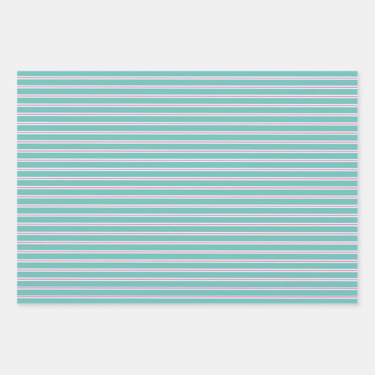 かわいいクリスマスピンクのフラミンゴ柄の水色 ラッピングペーパーシート (正面3)