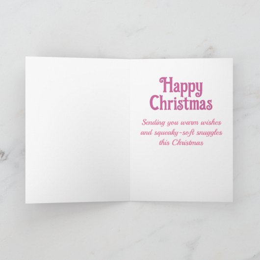 かわいいクリスマスピンクの冬のマウス シーズンカード (内部)