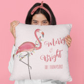 かわいいクリスマスピンクフラミンゴパーソナライズされた クッション