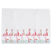 かわいいクリスマスピンクフラミンゴ ラージペーパーバッグ (裏面)