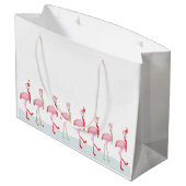 かわいいクリスマスピンクフラミンゴ ラージペーパーバッグ (裏面アングル)
