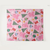 かわいいクリスマスピンク タペストリー (正面(横))