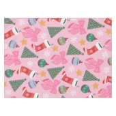 かわいいクリスマスピンク テーブルクロス (正面(横))