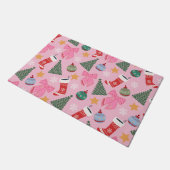 かわいいクリスマスピンク ドアマット (アングル)