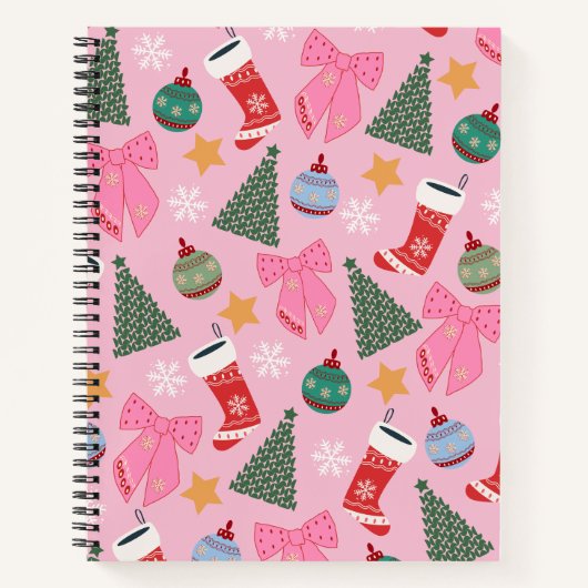 かわいいクリスマスピンク ノートブック (正面)