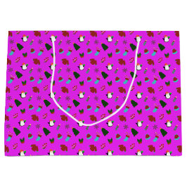 かわいいクリスマスピンク ラージペーパーバッグ