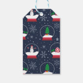 かわいいクリスマスファミリーと雪の雪だるま ギフトタグ (裏面)