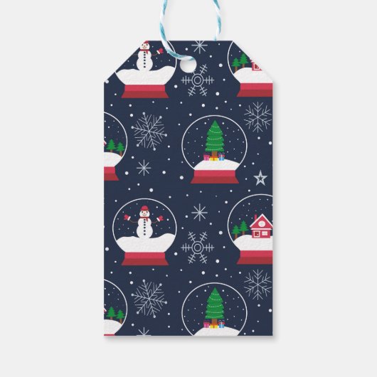 かわいいクリスマスファミリーと雪の雪だるま ギフトタグ (裏面)