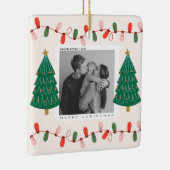 かわいいクリスマスファミリーフォトクリスマスホリデー葉書 セラミックオーナメント (右)